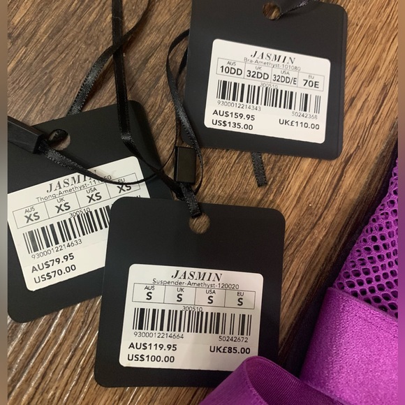 HONEY BIRDETTE JASMIN AMETHYST SET. Bra 32DD/E, Thong XS, Suspender S - Picture 15 of 16